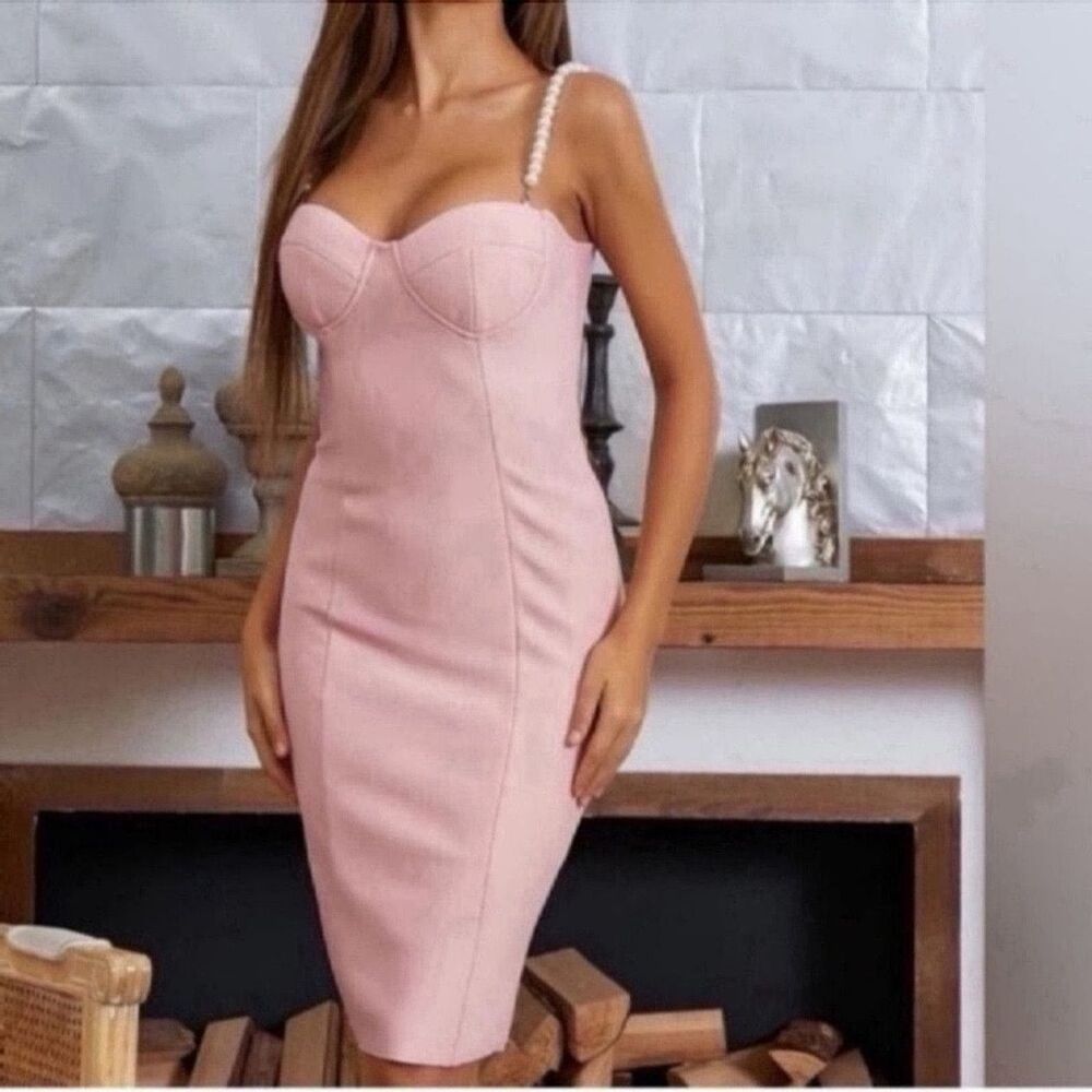 New Pearls Straps Split Hem Dress size XS